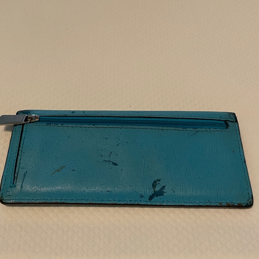 Coach Turquoise Blue Rectangular Vintage Fix-Up Distressed Project Wallet - Picture 3 of 13